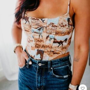 Western Tapestry Corset Top
